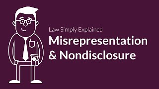 Misrepresentation and Nondisclosure  Contracts  Defenses amp Excuses [upl. by Jaala]