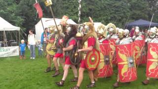 Roman Reenactment at the Amphitheatre in Caerleon Marching In [upl. by Eanrahc]