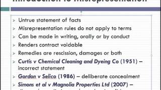 Misrepresentation Lecture 1 of 4 [upl. by Weisler]